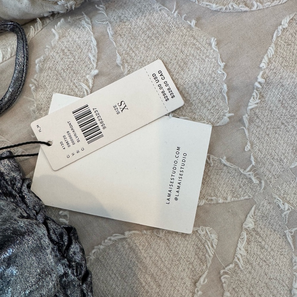 Anthropologie LAMAISÉ Studio Metallic Ruched Dress NWT $298 XS Silver - Picture 9 of 11